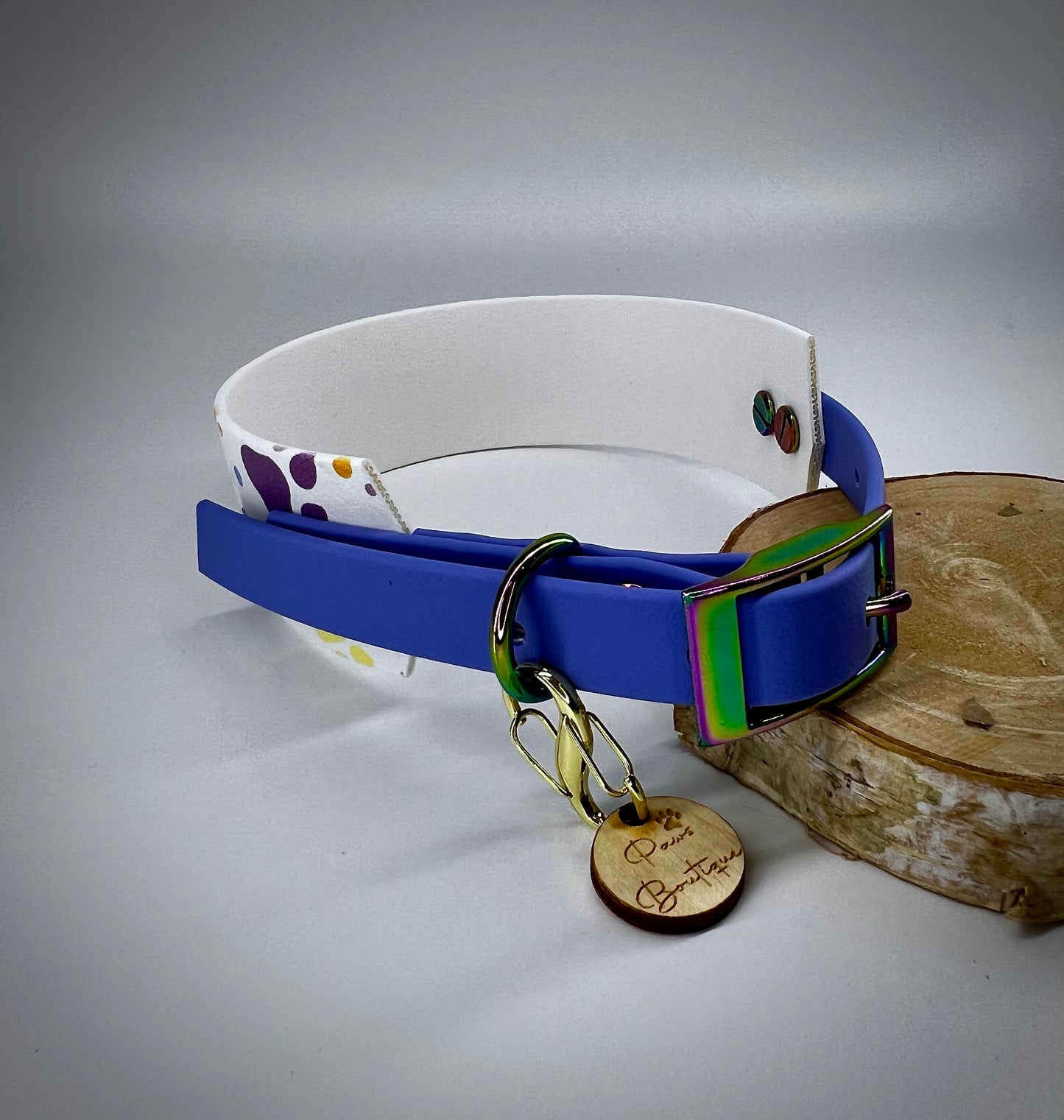 Duo Collar graphic rainbow paws