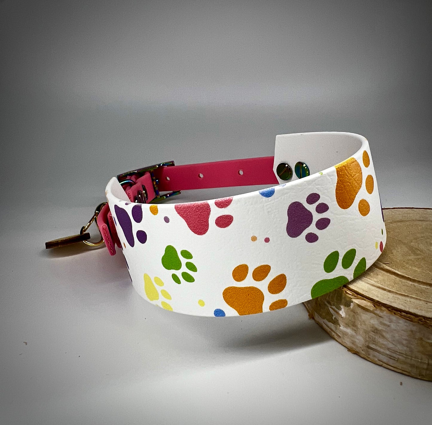 Duo Collar graphic rainbow paws